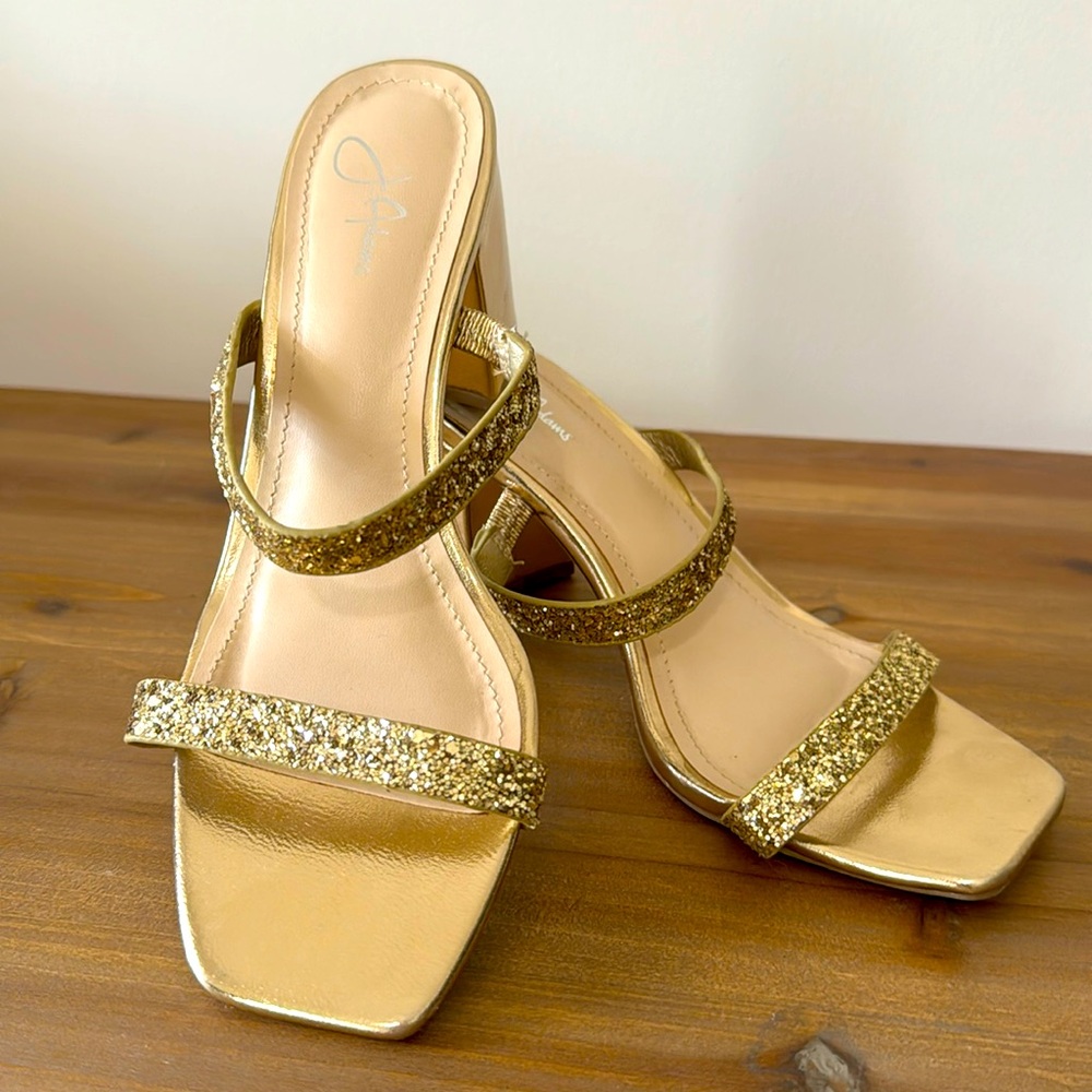 Gold glitter heels